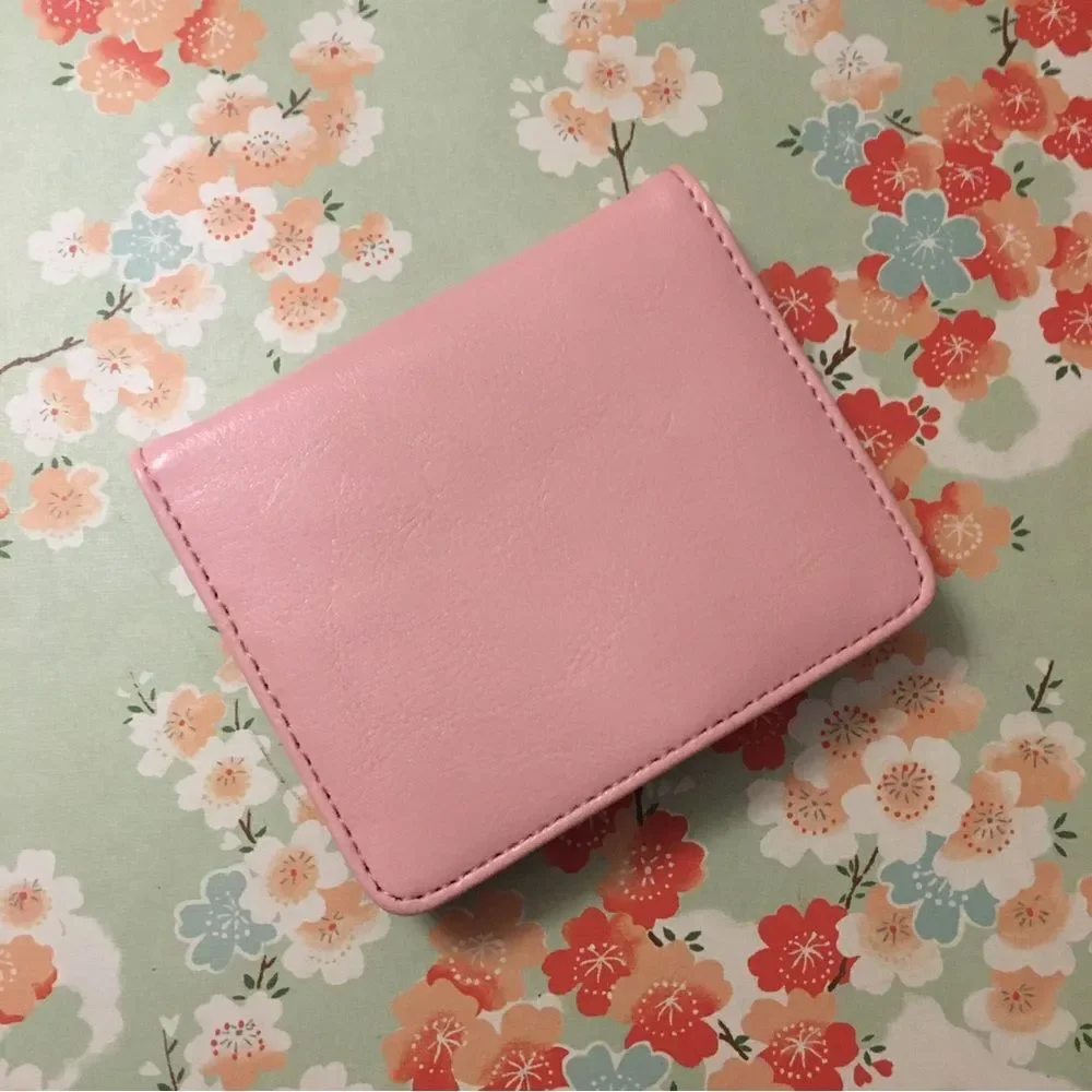 Blush Pink faux leather flip wallet snap coin purse ID case New 4” x 3” x 1”
